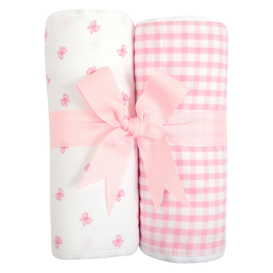 3Marthas Pink Bow Burp Cloth Set