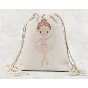 Sweet Pea Brown Hair Ballerina Drawstring Bag