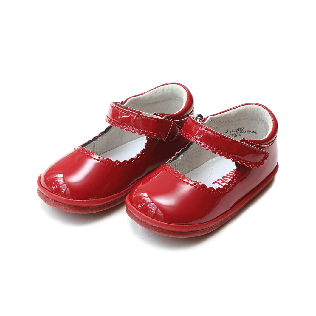 Angel Cara Scalloped Mary Jane-Red Patent
