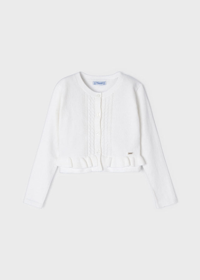 Mayoral White Cable Cardigan