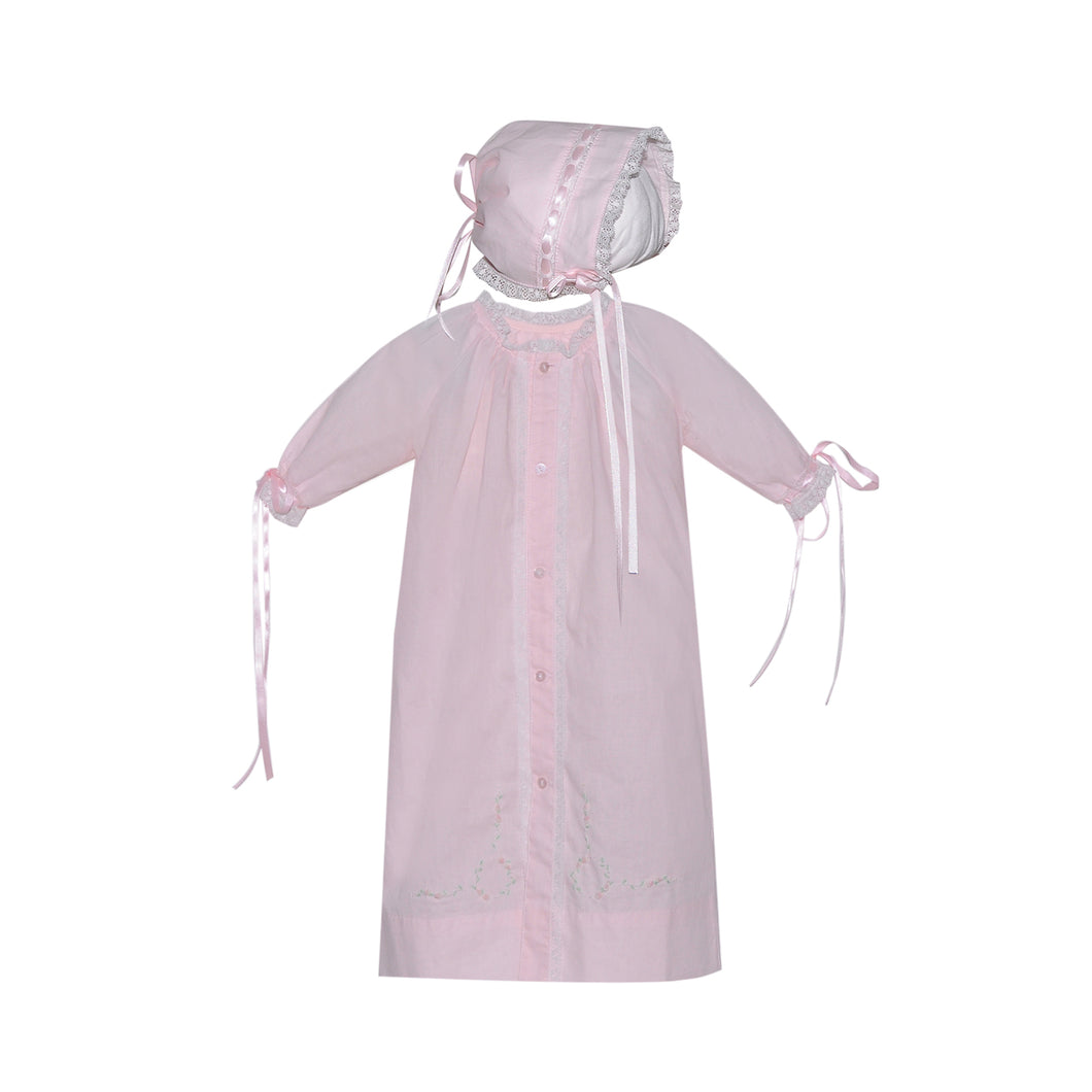 Baby Sen Pink Carter Daygown/Hat with Lace