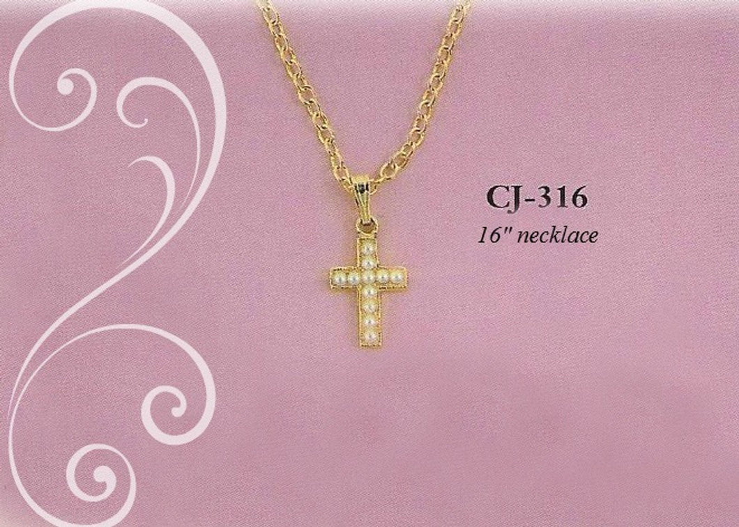 Collectables America Seed Pearl Cross Necklace