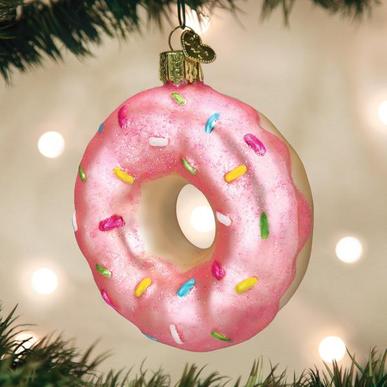 Old World Christmas Pink Donut Ornament