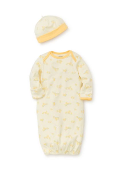 Little Me Little Ducks Gown/Hat Yellow