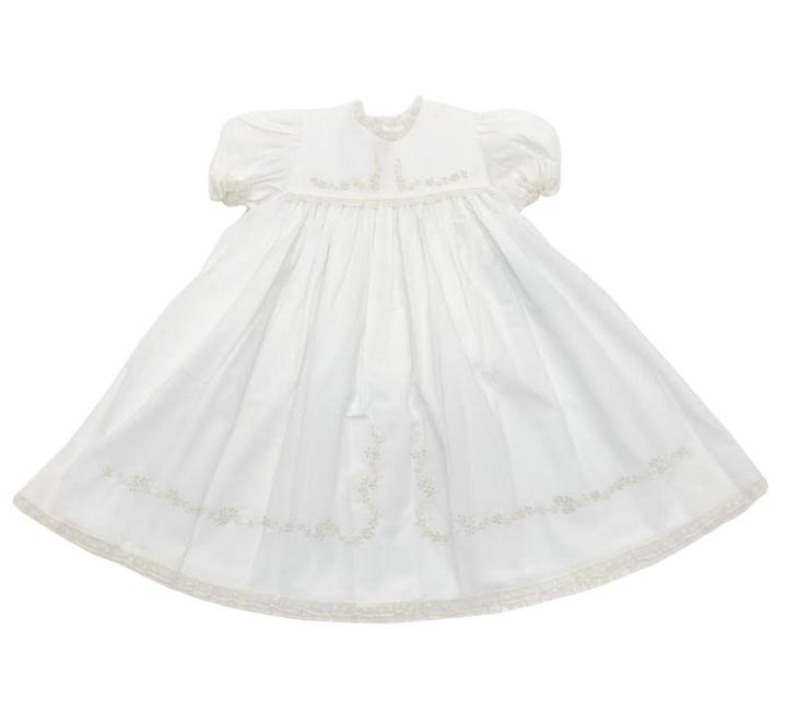 Auraluz White/Ecru Lace Emb Dress w/ Slip