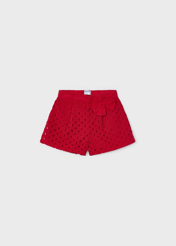 Mayoral Eyelet Shorts-Red