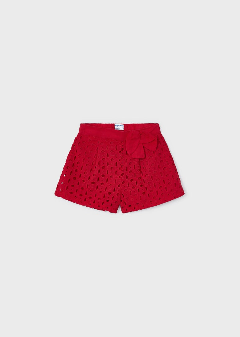 Mayoral Eyelet Shorts-Red