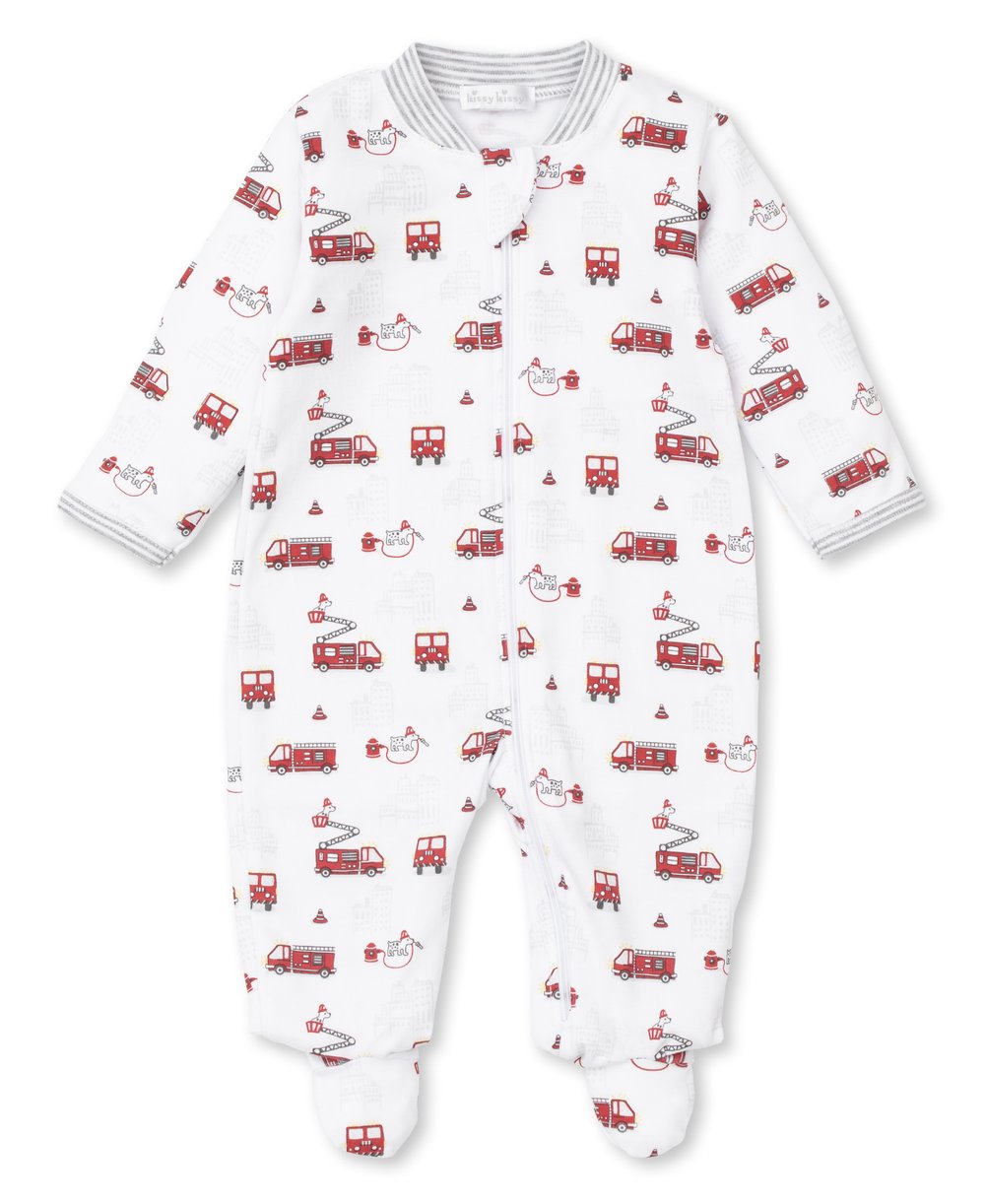 Kissy Kissy Firetruck Print Footie