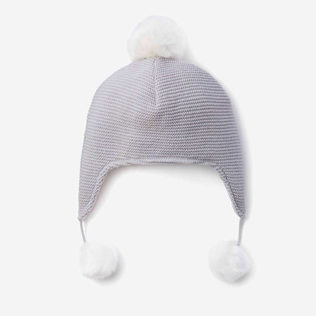 Elegant Baby Pom Pom Hat-Grey