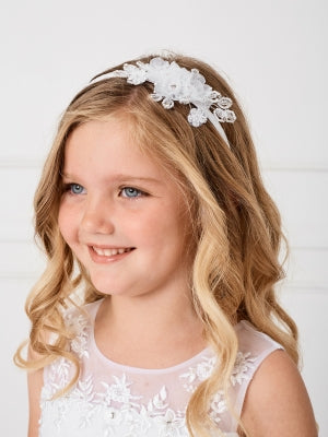 Tip Top Kids Satin Headband w/ Organza Flowers