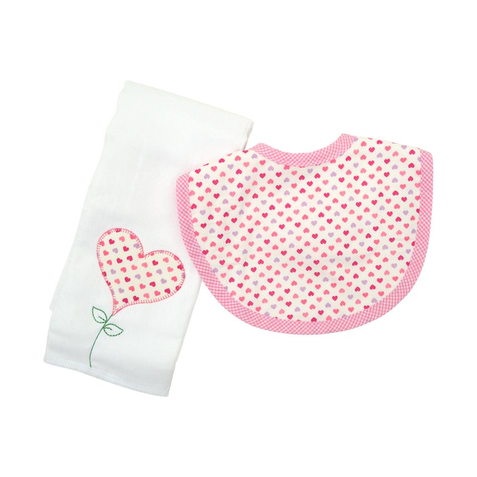 3 Marthas Heart Balloons Bib/Burp Box Set
