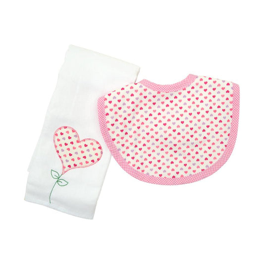 3 Marthas Heart Balloons Bib/Burp Box Set