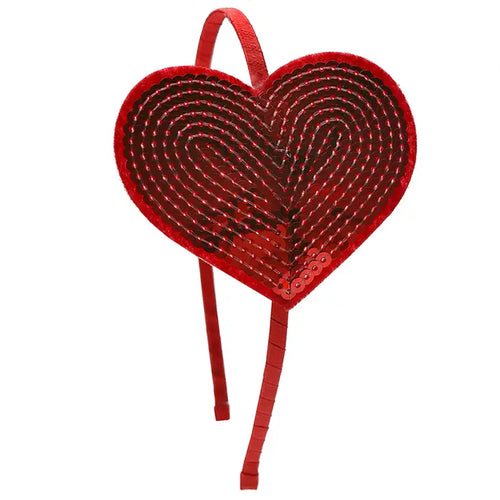 Sparkle Sisters Lg. Sequin Heart Headband-Red