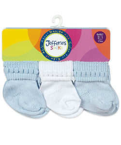 Jefferies Socks 6-Pack Pom Pom Blue Assort Turn Cuff Baby Socks