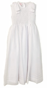 Willbeth Bow Shoulder Smocked Dress-White