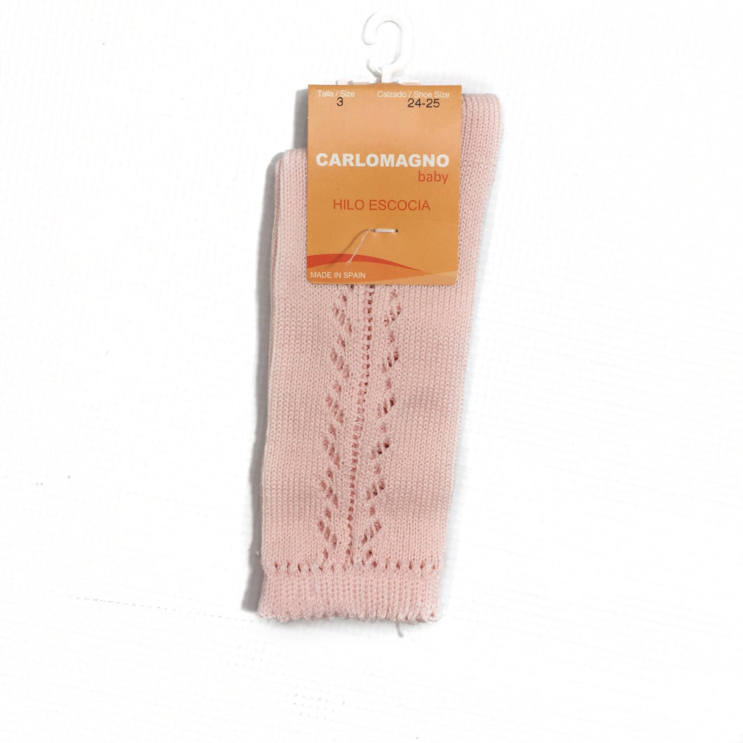 Carlomagno Pale Pink Crochet Knee High