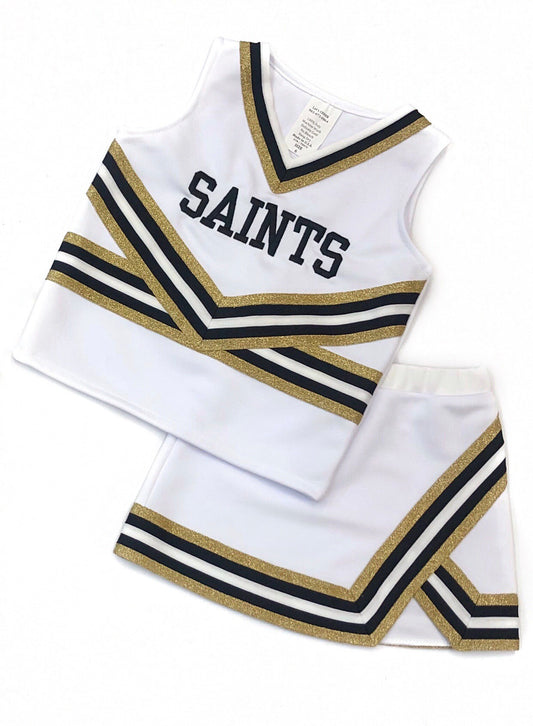 Saints White/Metallic Cheerleader Uniform