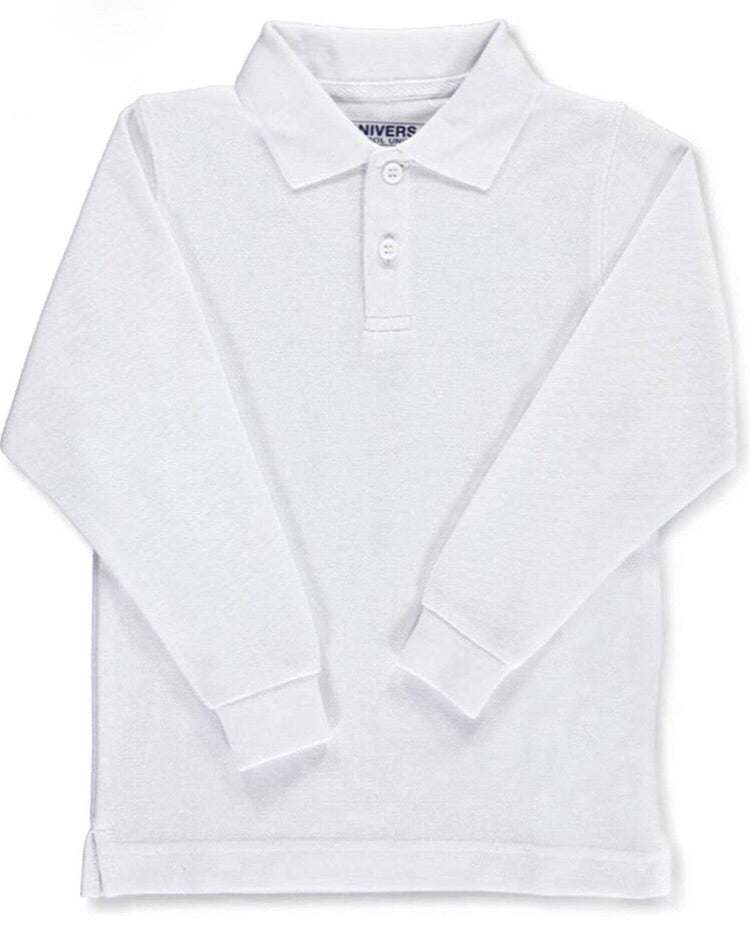 Universal White Long Sleeve Polo Shirt