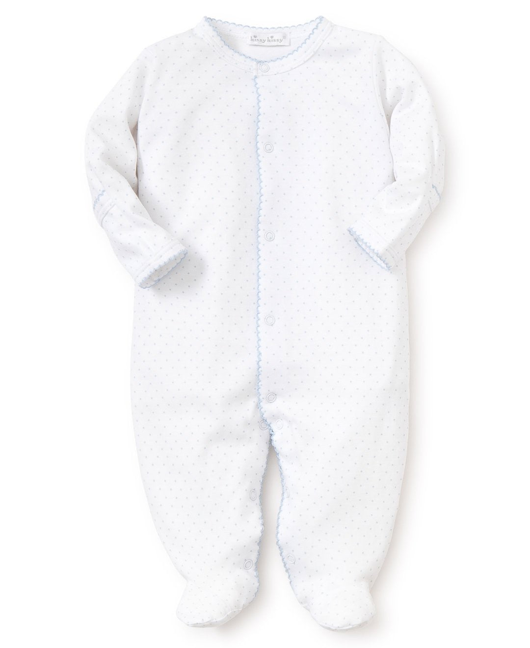 Kissy Kissy Dots Print Footie White/Lt. Blue