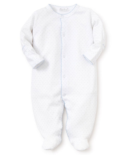Kissy Kissy Dots Print Footie White/Lt. Blue