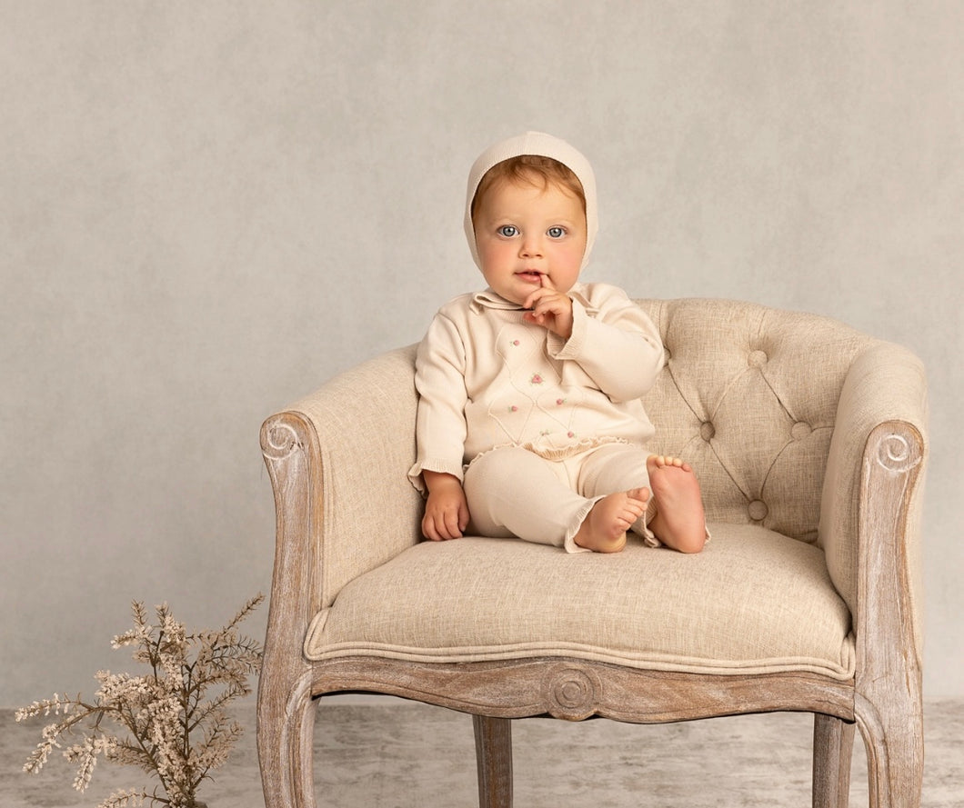 Feltman Brothers Ecru Rosebud Knit Set