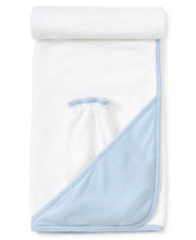 Kissy Kissy Dots Towel & Mitt Lt Blue/White