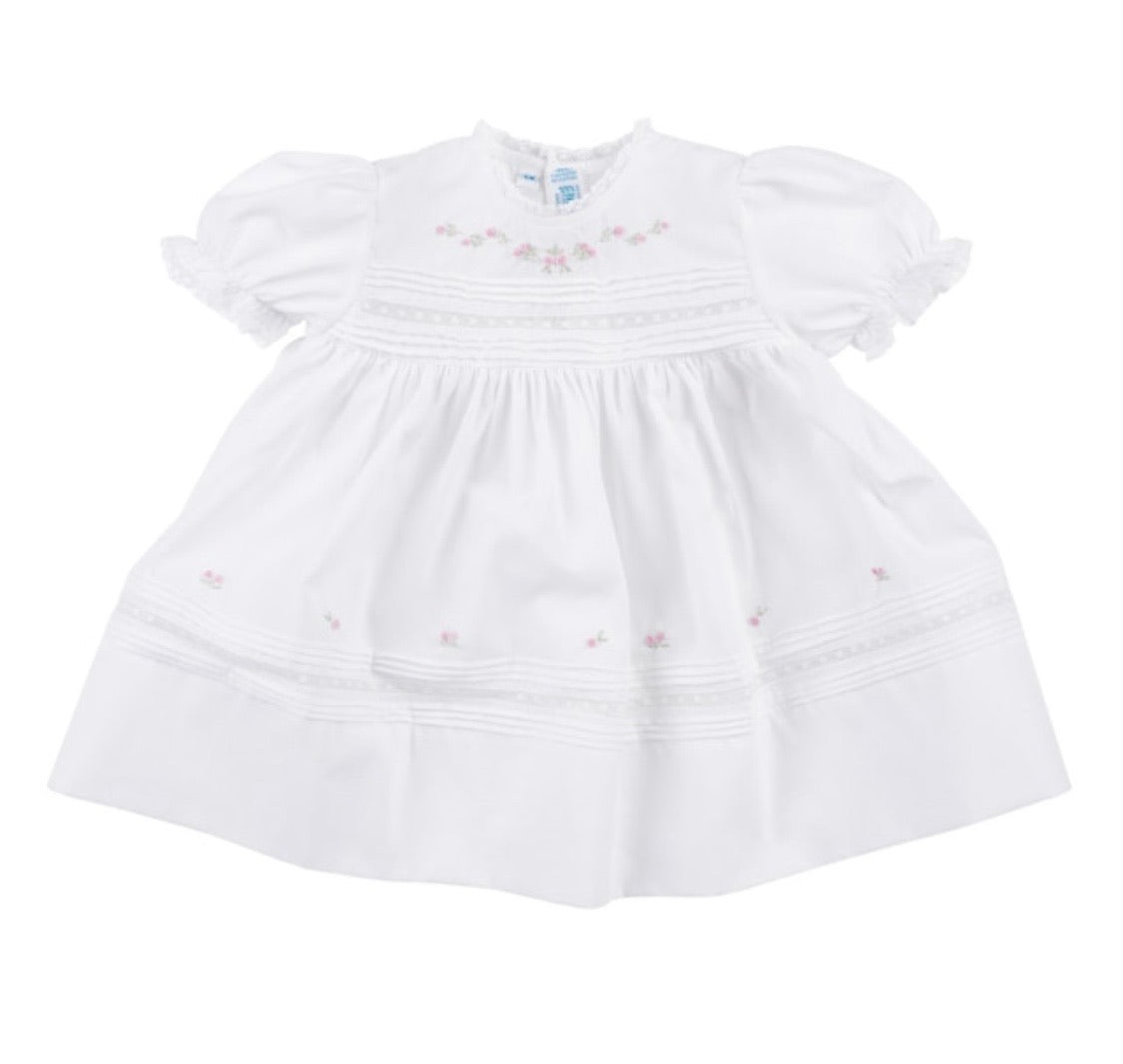 Feltman Floral Bullion Lace Dress-White