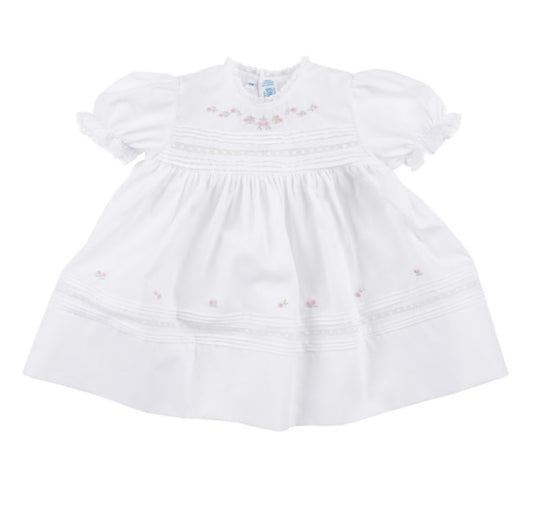 Feltman Floral Bullion Lace Dress-White