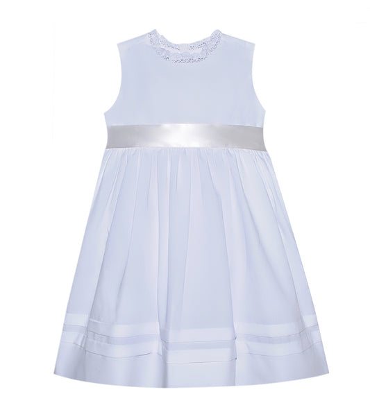 P & R Catherine White Dress w/ Ivory Sash