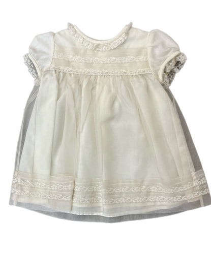 Luli & Me Ivory Organza French Lace Dress