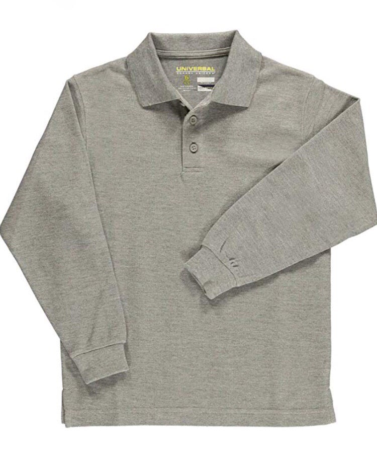 Universal Grey Long Sleeve Polo Shirt