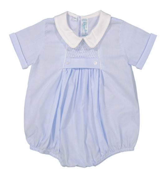 Feltman Chevron Smocked Creeper-Lt. Blue