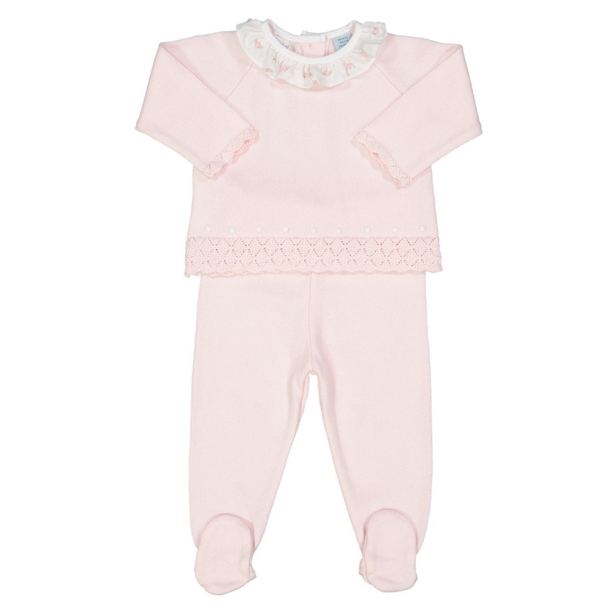 Feltman Pink Ruffle Collar 2pc Knit Set