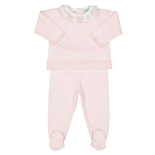 Feltman Pink Ruffle Collar 2pc Knit Set