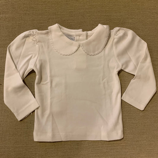 Squiggles LS White Knit Blouse w/Picot