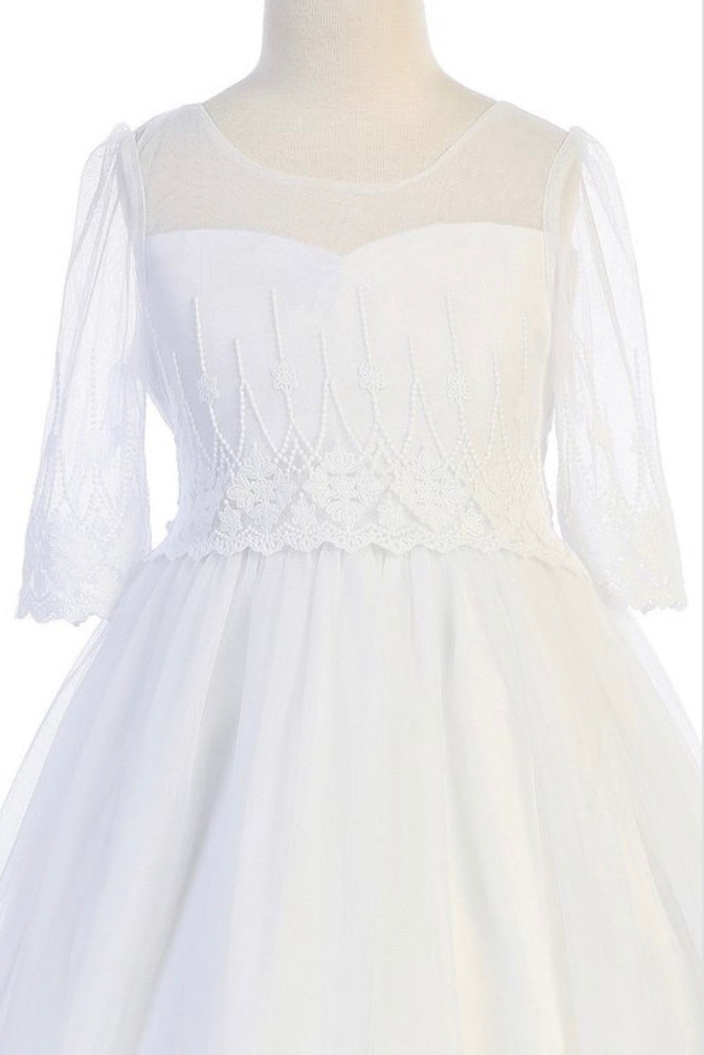 Kid's Dream Half Sleeve Emb Mesh Dress