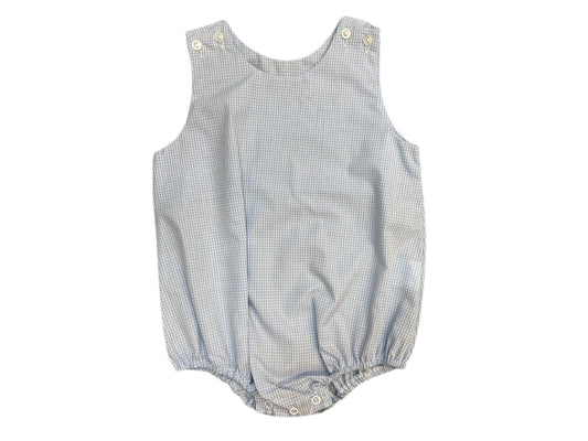 Banbury Button Shoulder Lt Blue Gingham Bubble