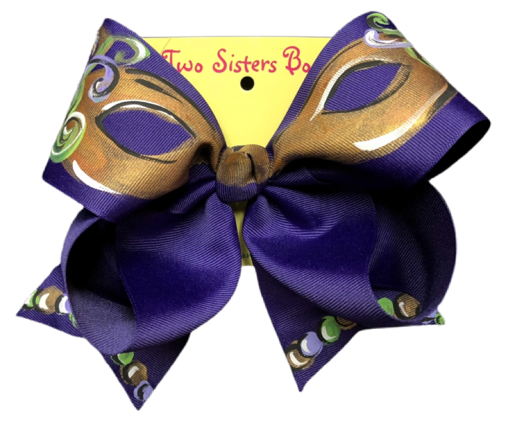 Two Sisters Mardi Gras Mask Bow