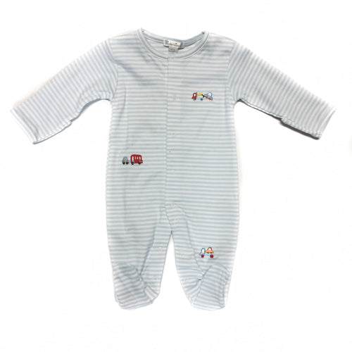 Kissy Kissy Blue & White Striped Car Footie