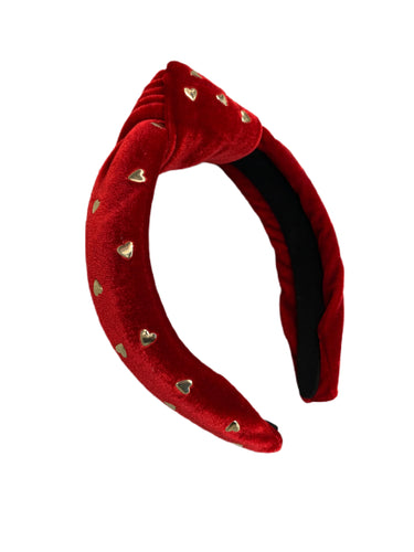 Red Velvet Heart Knot Headband