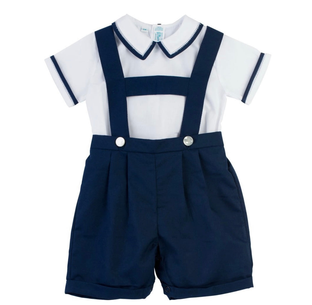 Feltman Navy Suspender Short Set