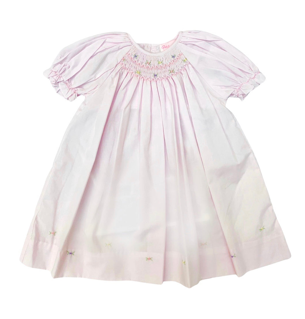 Petit Ami Center Smocked Daygown-Pink