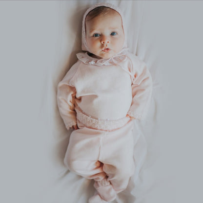 Feltman Pink Ruffle Collar 2pc Knit Set