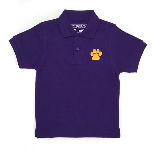 Purple Gameday Polo with Gold Paw