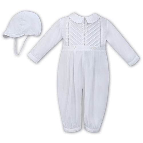 Sarah Louise White Diagonal Pleat Romper