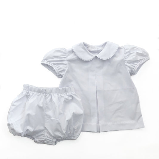 Banbury Cross Solid White Girl Bloomer Set