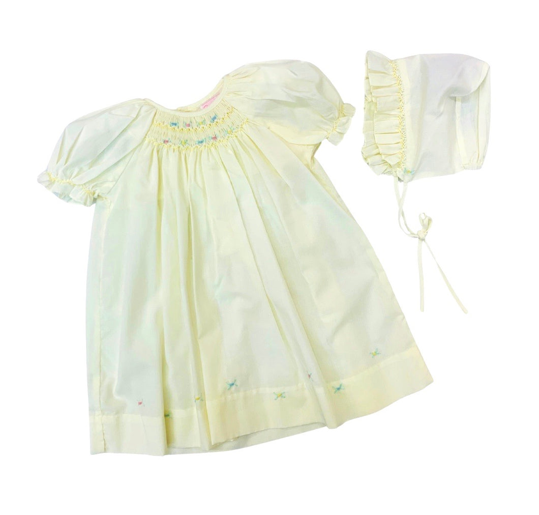 Petit Ami Center Smocked Daygown/Hat 5802, Yellow