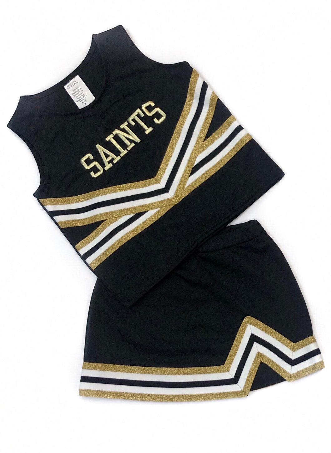 Saints Black/Metallic Cheerleader Outfit – banburycrosskids