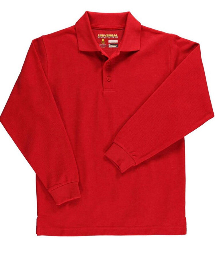 Universal Red Long Sleeve Polo Shirt