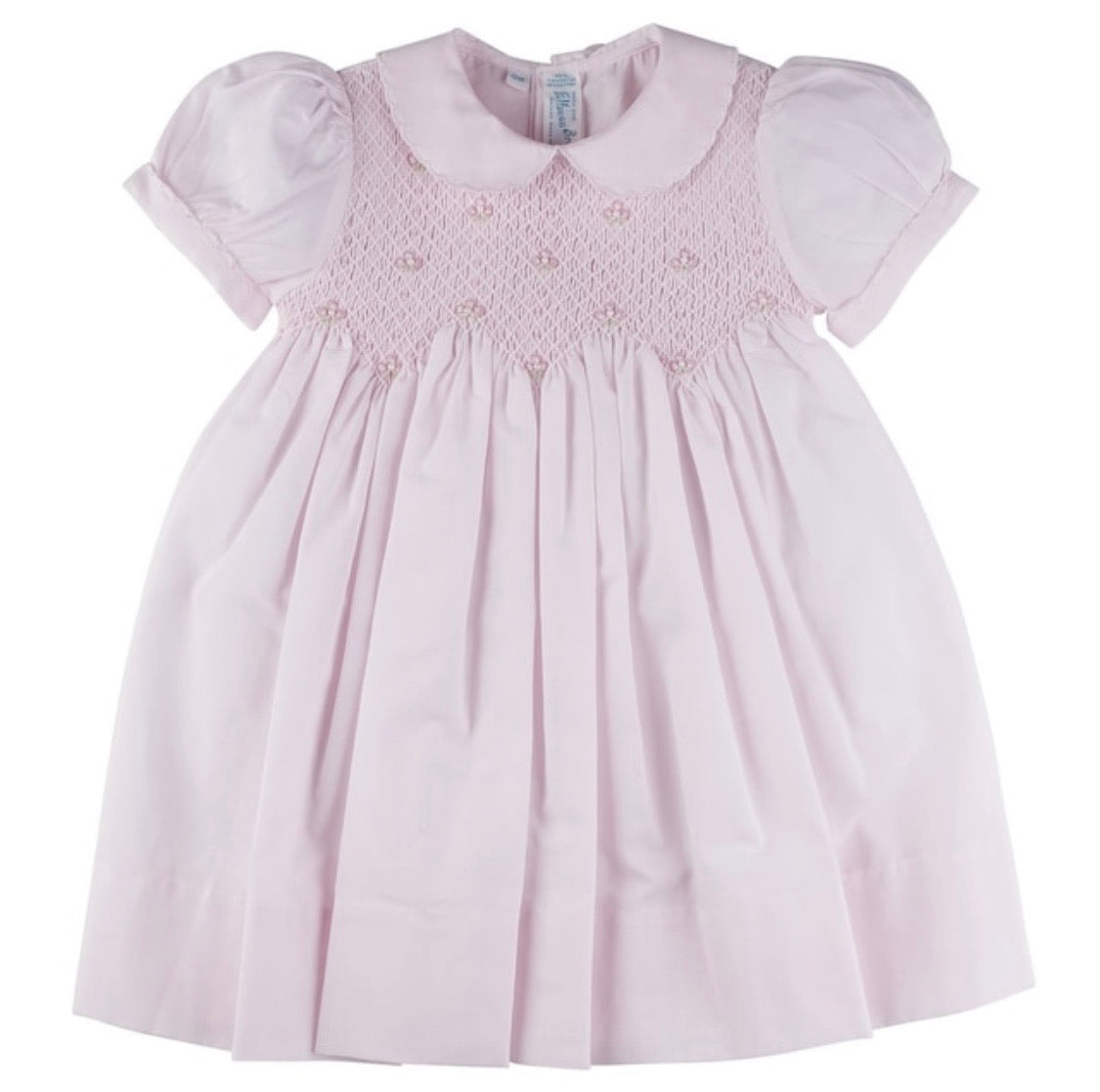 Feltman Pink Scalloped Pearl Smocked Dress